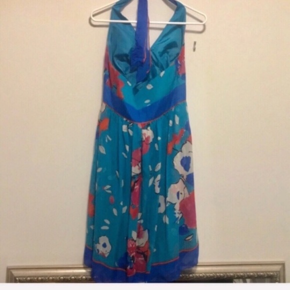 🌺JONES NEW YORK🌺SILK FLORAL HALTER DRESS🌺 - Picture 5 of 8